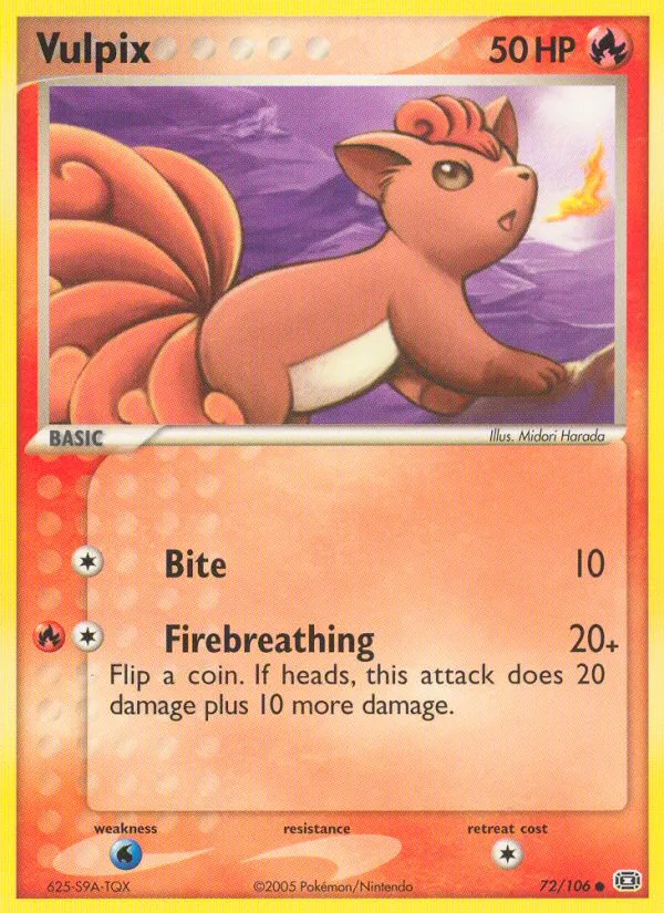2005 Emerald Vulpix Common #072/106 Common card image