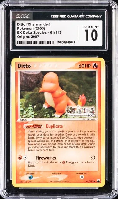 2005 EX Delta Species Promo Ditto (Charmander) Origins International Game Expo #2007 card image