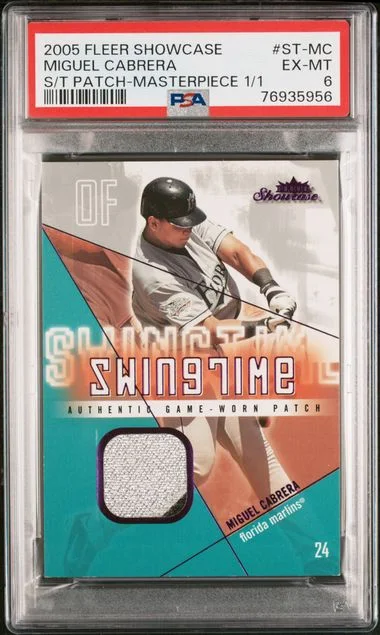 2005 Fleer Showcase Miguel Cabrera Swing Time Patch #ST-MC card image