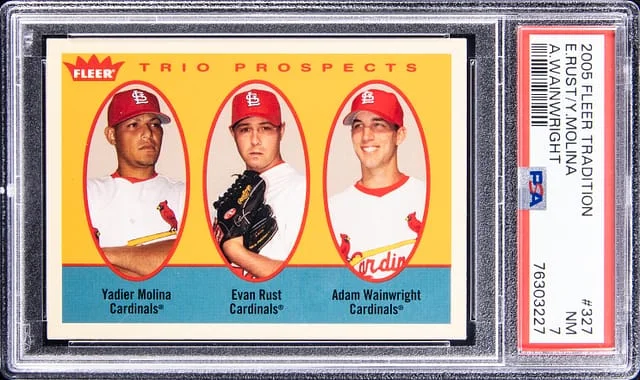 2005 Fleer Tradition Molina/Rust/Wainwright Trio Prospects #327 card image