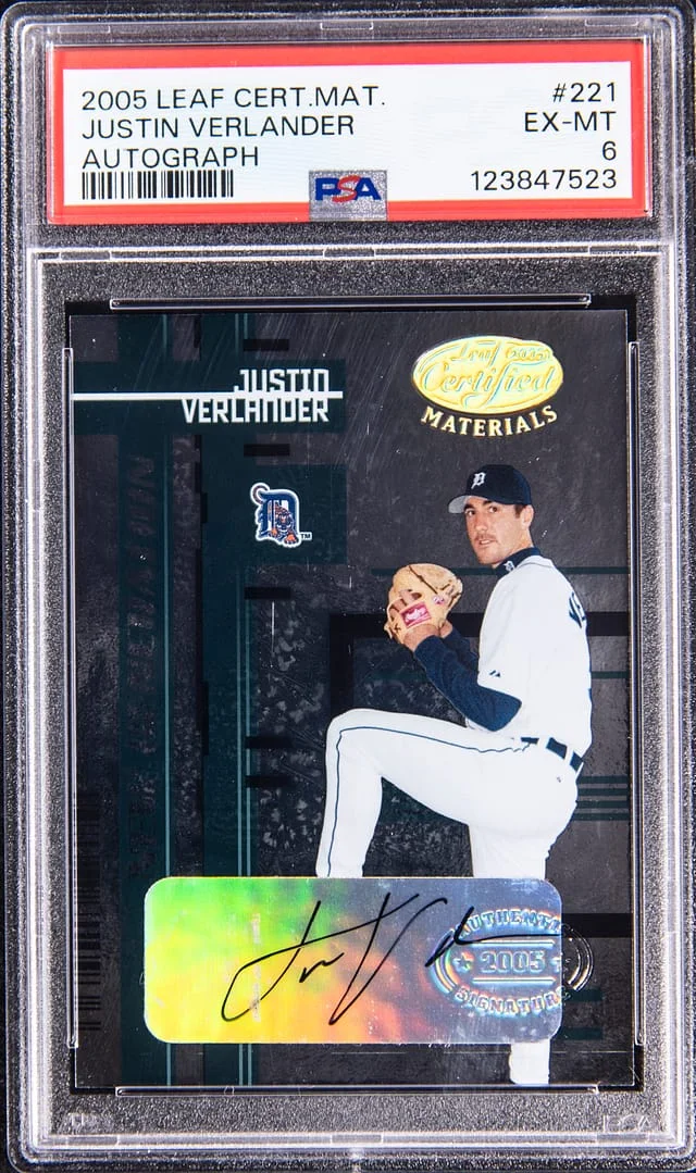 2005 Leaf Certified Justin Verlander Material Autograph #221 card image