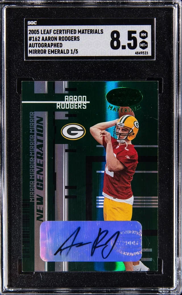 2005 Leaf Certified Materials Aaron Rodgers Autographed Mirror Emerald #162 card image
