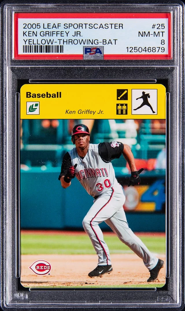 2005 Leaf Ken Griffey Jr. Sportscaster Yellow Throwing Bat #25 card image