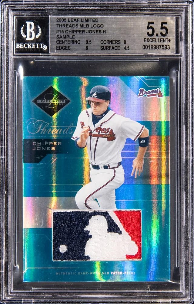 2005 Leaf Limited Chipper Jones Threads MLB Logo Sample #15 card image