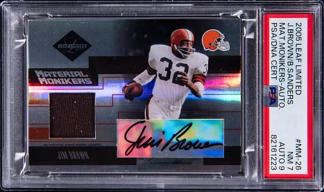 2005 Leaf Limited Jim Brown/Barry Sanders Material Monikers Autographs #MM-26 card image