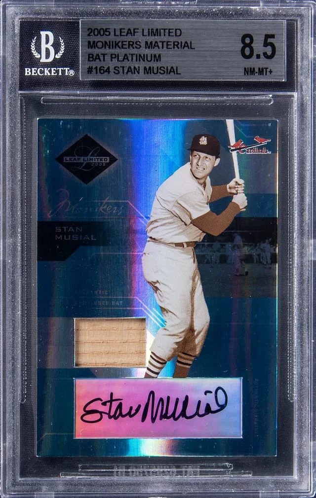 2005 Leaf Limited Stan Musial Monikers Material Bat Platinum #164 card image