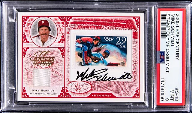 2005 Leaf Mike Schmidt Century Stamp Olympics Signature Materials #S-18 card image