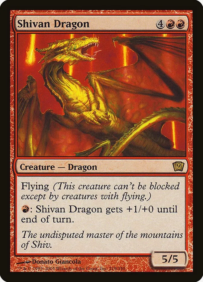 2005 Ninth Edition Shivan Dragon #219★ rare card image