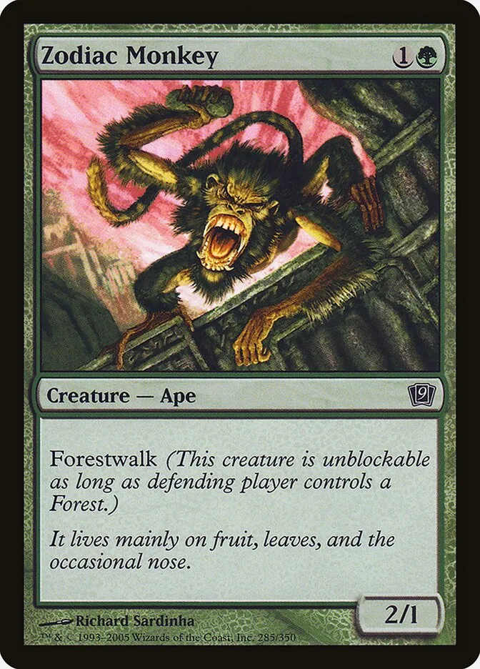 2005 Ninth Edition Zodiac Monkey #285★ common card image