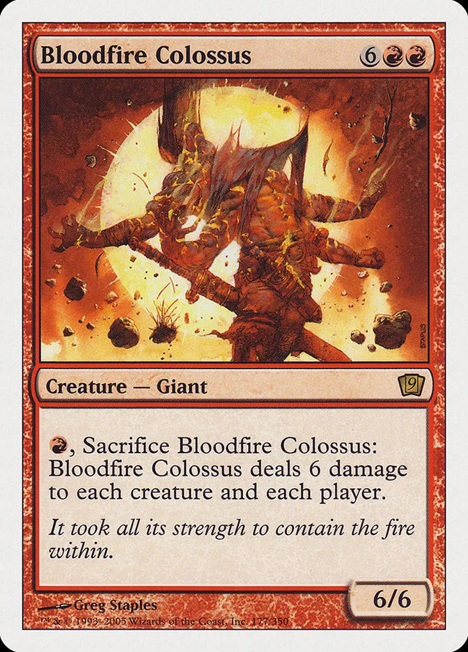 2005 Ninth Edition Bloodfire Colossus #177 rare card image