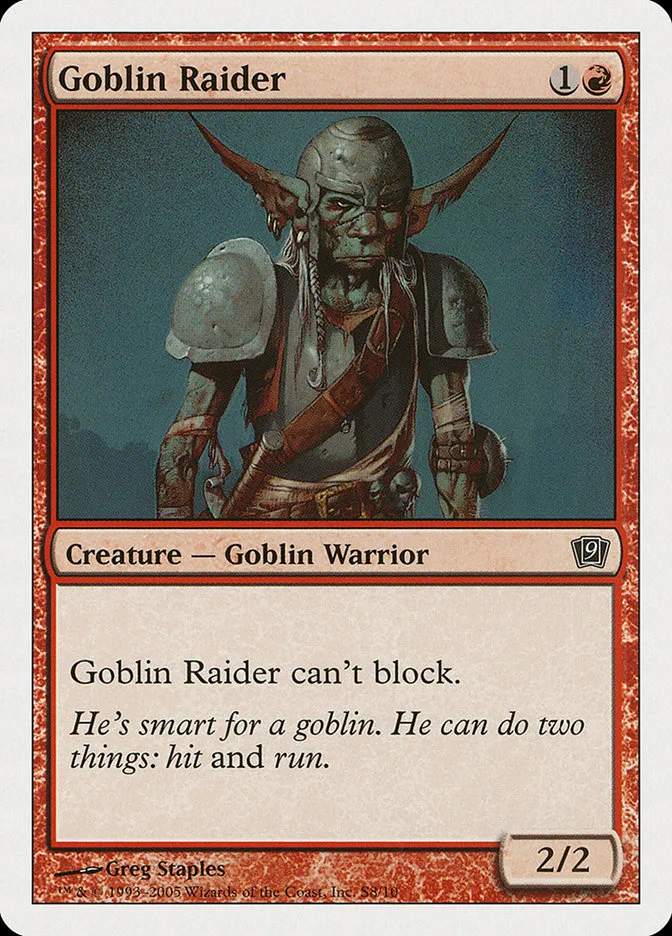 2005 Ninth Edition Goblin Raider common #S8 common card image