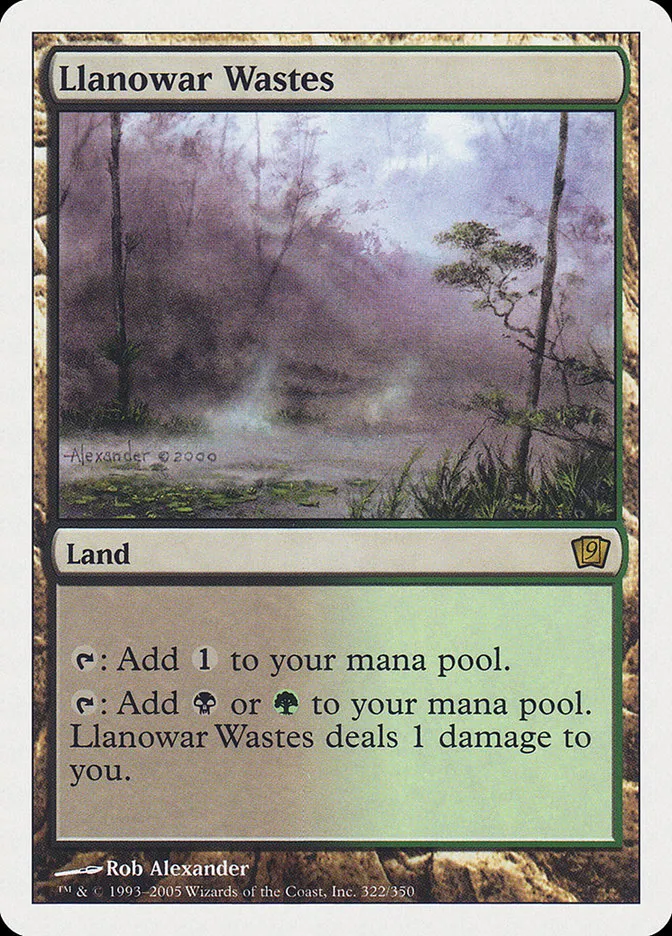 2005 Ninth Edition Llanowar Wastes #322 rare card image