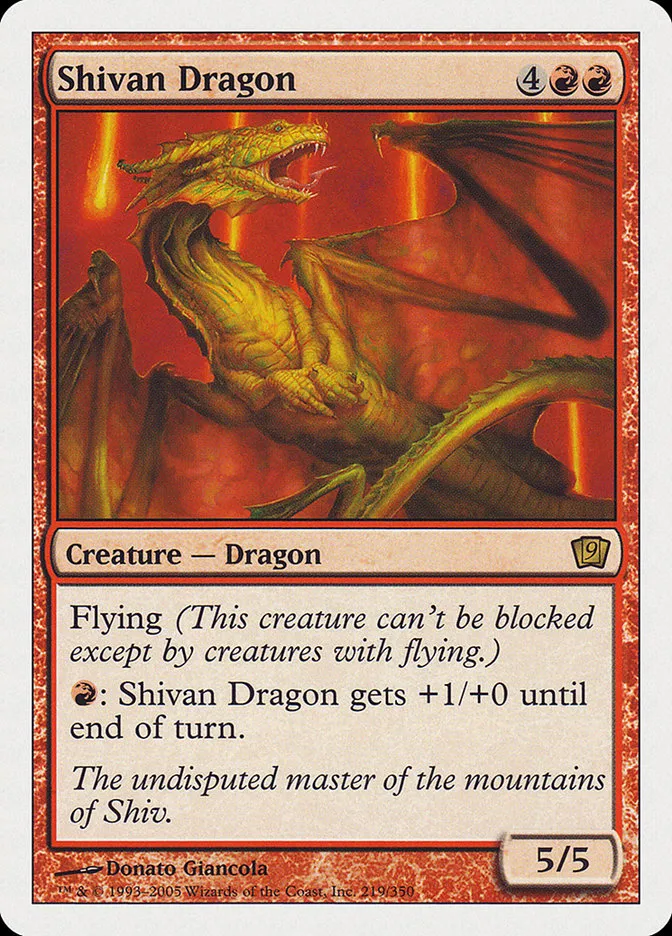 2005 Ninth Edition Shivan Dragon #219 rare card image