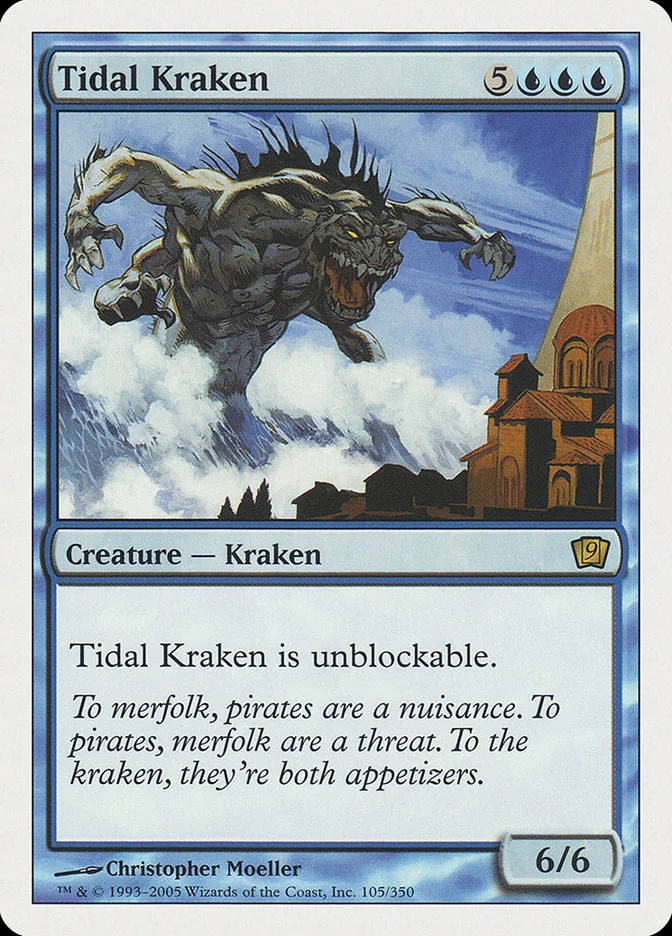 2005 Ninth Edition Tidal Kraken #105 rare card image