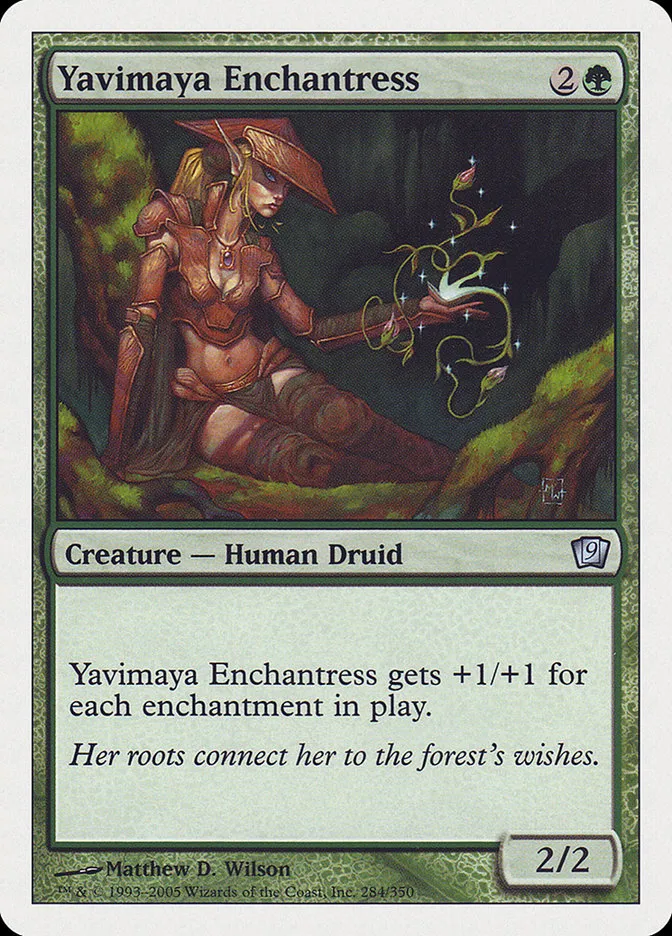2005 Ninth Edition Yavimaya Enchantress #284 uncommon card image