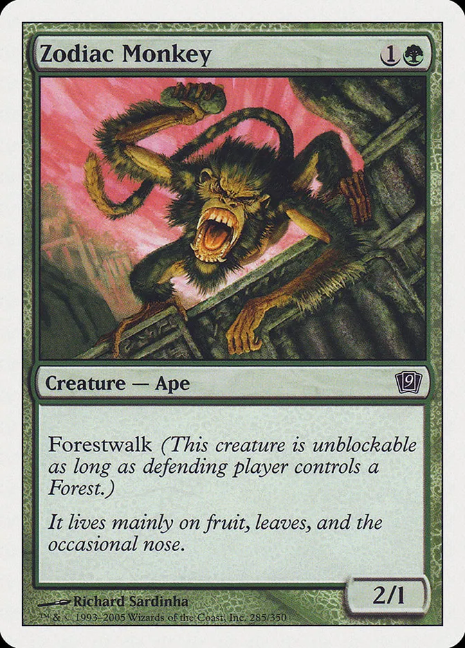 2005 Ninth Edition Zodiac Monkey common #285 common card image