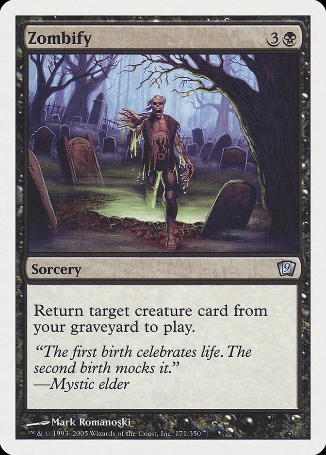 2005 Ninth Edition Zombify uncommon #171 uncommon card image