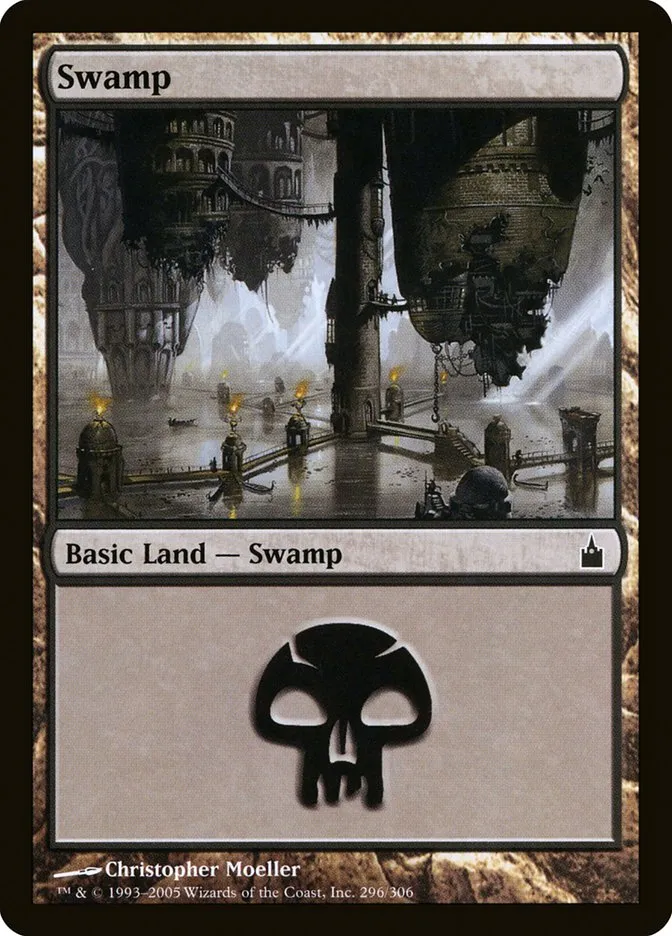 2005 Ravnica: City of Guilds Swamp #296 common card image