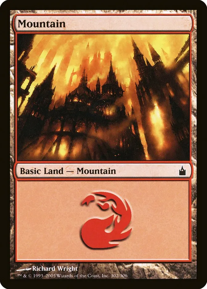 2005 Ravnica: City of Guilds Mountain #302 common card image
