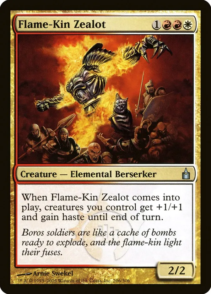 2005 Ravnica: City of Guilds Flame-Kin Zealot #206 uncommon card image