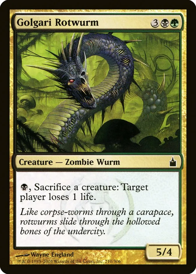2005 Ravnica: City of Guilds Golgari Rotwurm #210 common card image