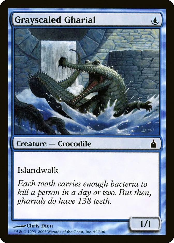 2005 Ravnica: City of Guilds Grayscaled Gharial common #52 common card image