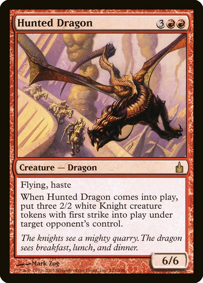 2005 Ravnica: City of Guilds Hunted Dragon #131 rare card image