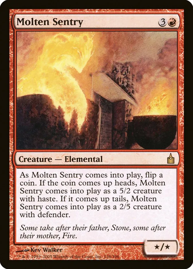 2005 Ravnica: City of Guilds Molten Sentry #136 rare card image
