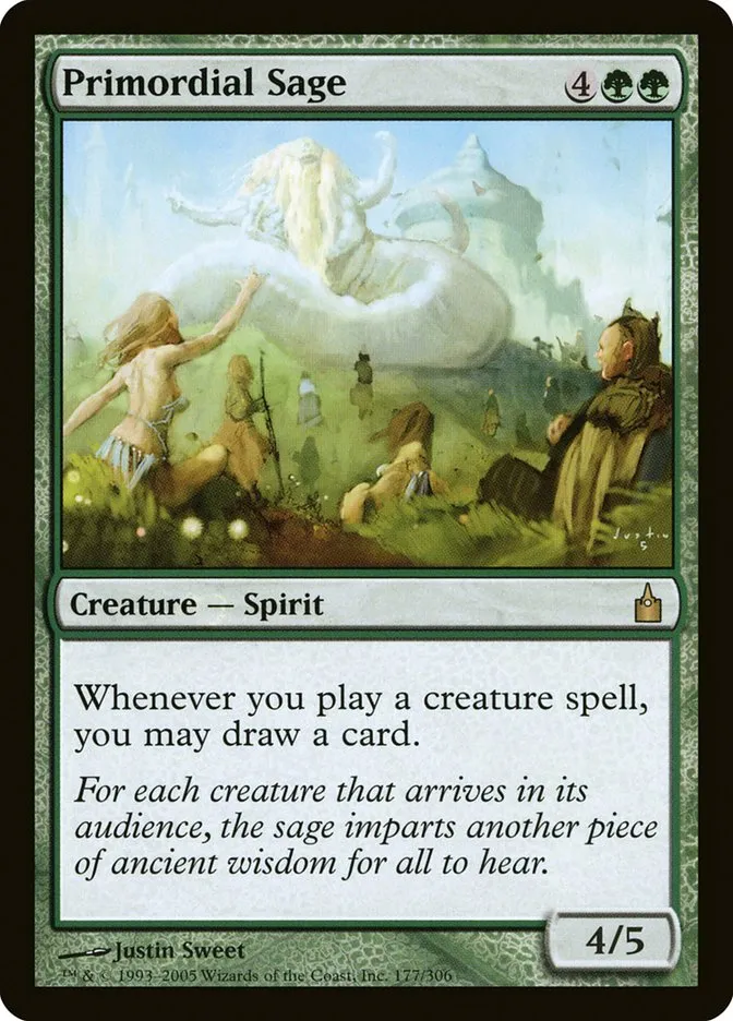 2005 Ravnica: City of Guilds Primordial Sage #177 rare card image