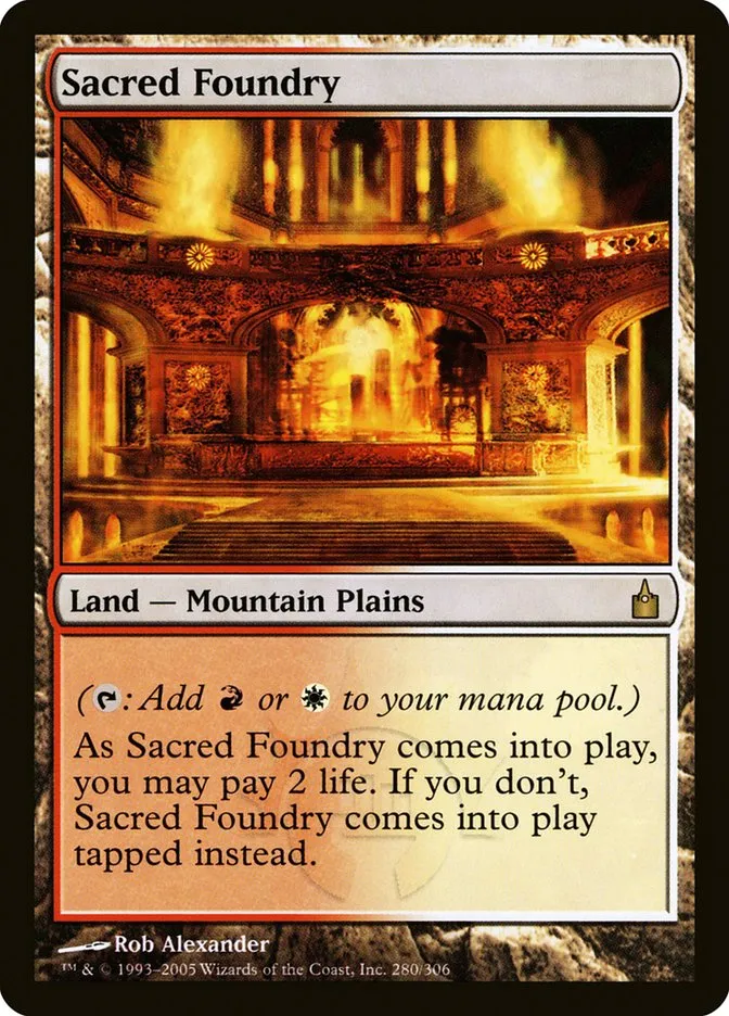 2005 Ravnica: City of Guilds Sacred Foundry #280 rare card image