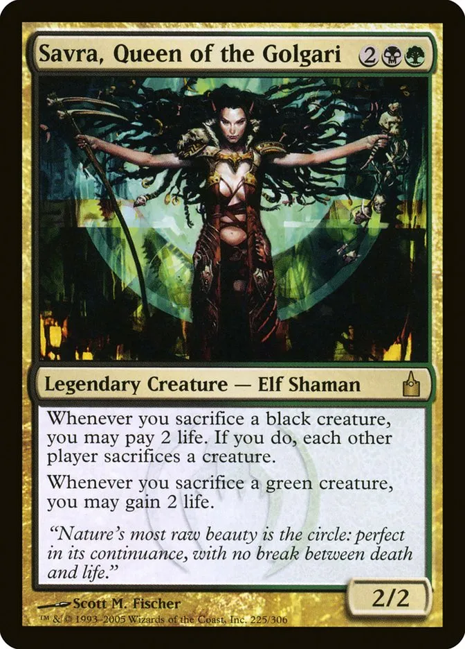 2005 Ravnica: City of Guilds Savra, Queen of the Golgari #225 rare card image