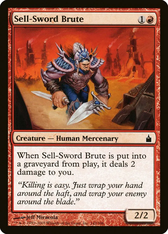 2005 Ravnica: City of Guilds Sell-Sword Brute #142 common card image
