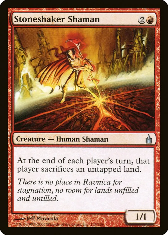 2005 Ravnica: City of Guilds Stoneshaker Shaman #145 uncommon card image