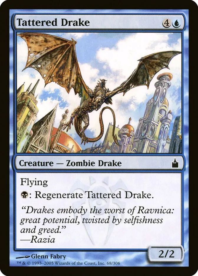 2005 Ravnica: City of Guilds Tattered Drake common #68 common card image