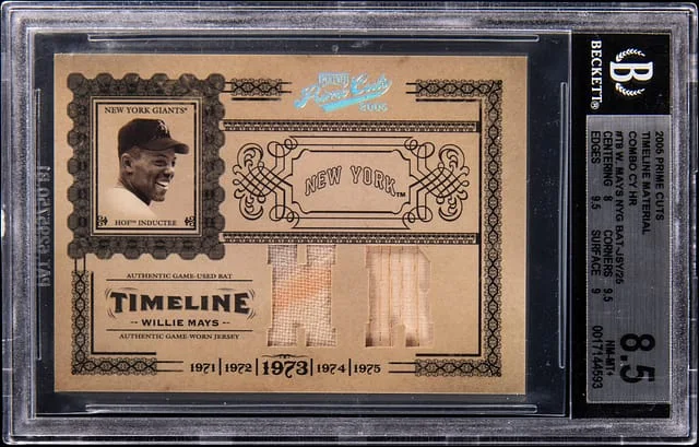 2005 Panini Willie Mays Prime Cuts Timeline Materials Combo #T-8 card image
