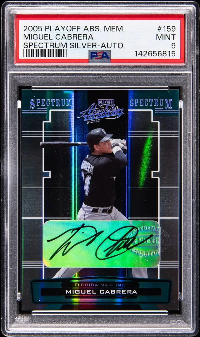 2005 Playoff Absolute Memorabilia Miguel Cabrera Spectrum Silver Autograph #159 card image