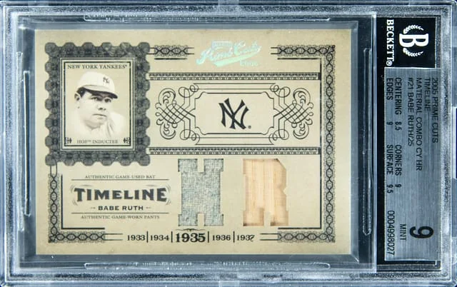 2005 Playoff Prime Cuts Babe Ruth Timeline Material Combo #T-21 card image