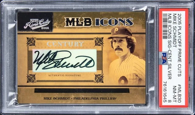 2005 Playoff Prime Cuts Mike Schmidt MLB Icons Signature Century Silver #MLB30 card image