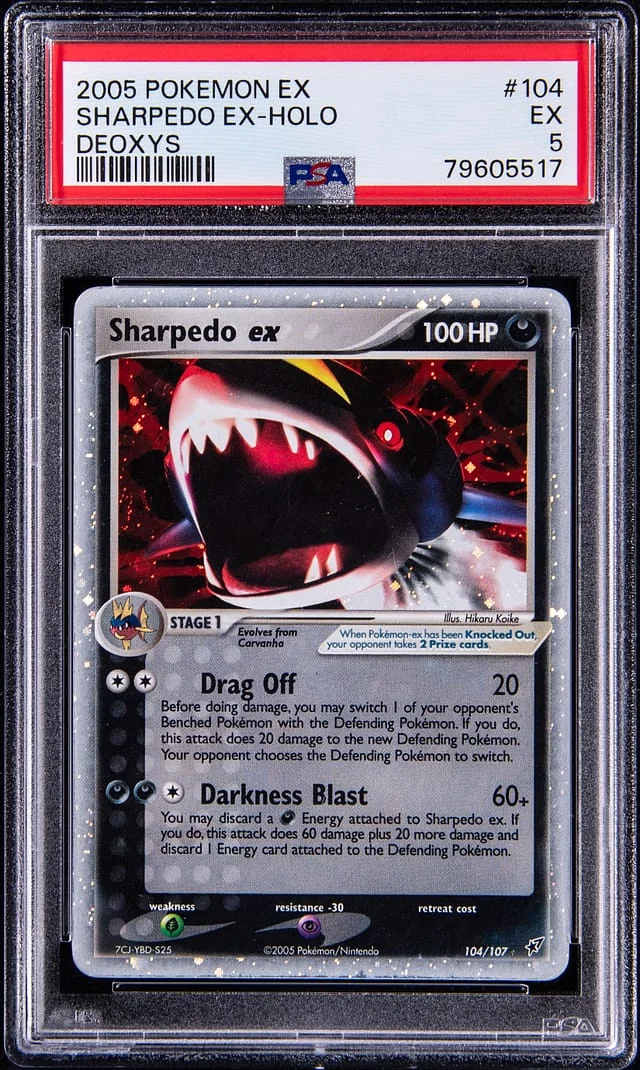 2005 Pokemon Ex Deoxys Sharpedo Ex-Holo #104 card image