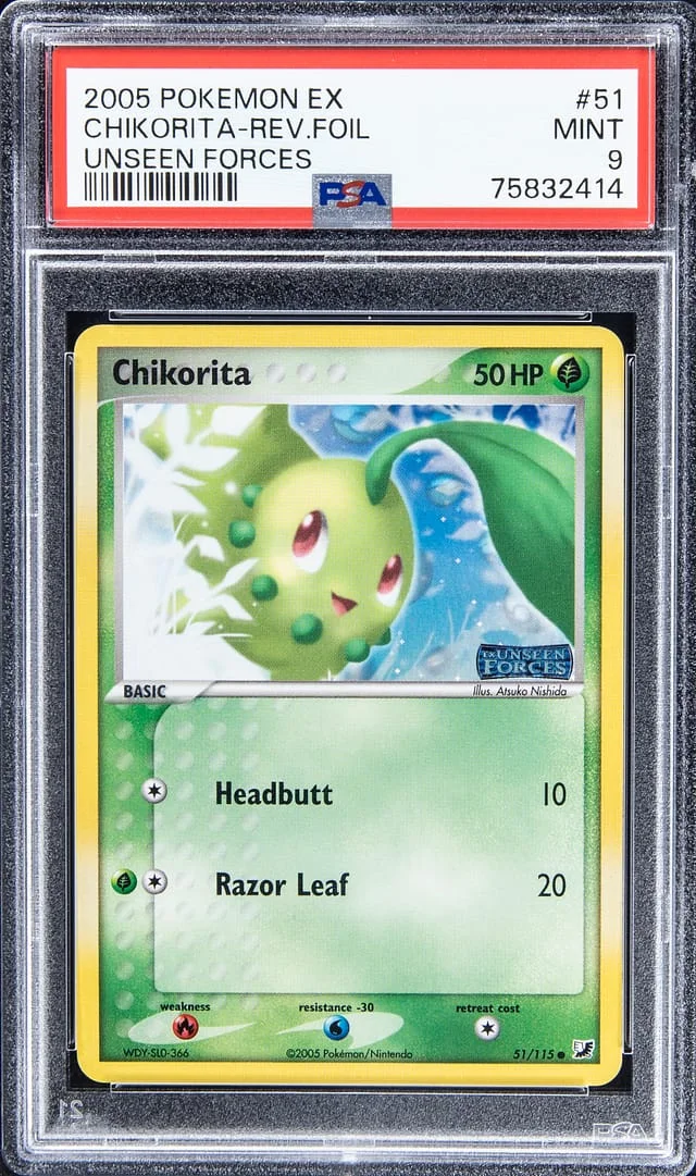 2005 Pokemon EX Reverse Foil - Unseen Forces Chikorita #51 card image