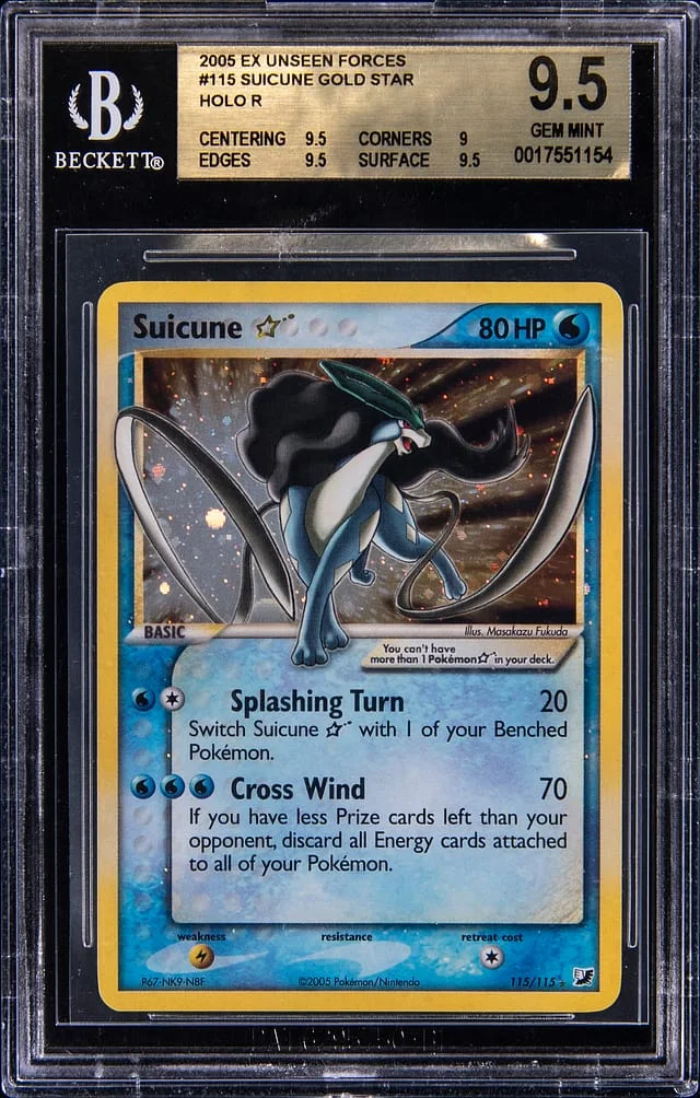 2005 Pokemon EX Unseen Forces Gold Star Holo Suicune #115 card image