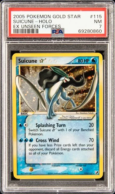 2005 Pokemon Ex Unseen Forces Gold Star Suicune-Holo #115 card image