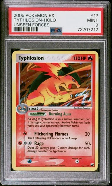 2005 Pokemon EX Unseen Forces Holofoil Typhlosion #17 card image