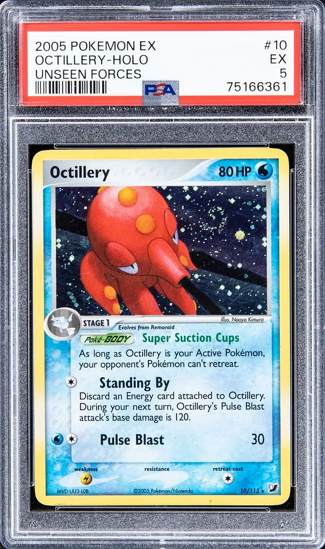 2005 Pokemon EX Unseen Forces Rare Holofoil Octillery #10 card image