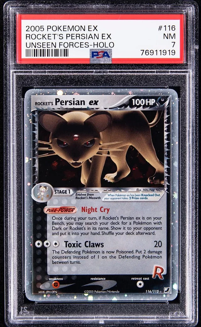 2005 Pokemon EX Unseen Forces Rare Holofoil Rocket's Persian EX #116 card image