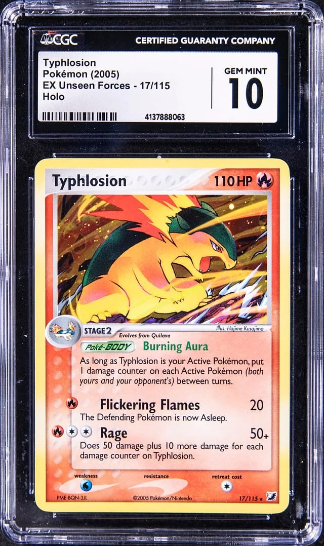 2005 Pokemon EX Unseen Forces Rare Holofoil Typhlosion #17 card image