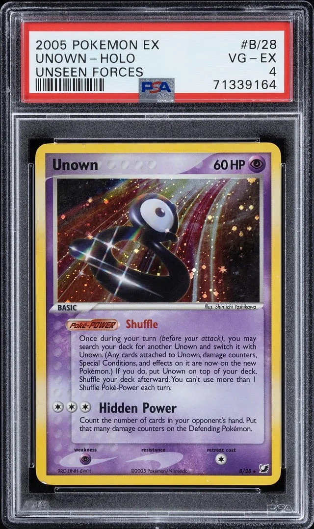 2005 Pokemon EX Unseen Forces Rare Holofoil Unown #B/28 card image