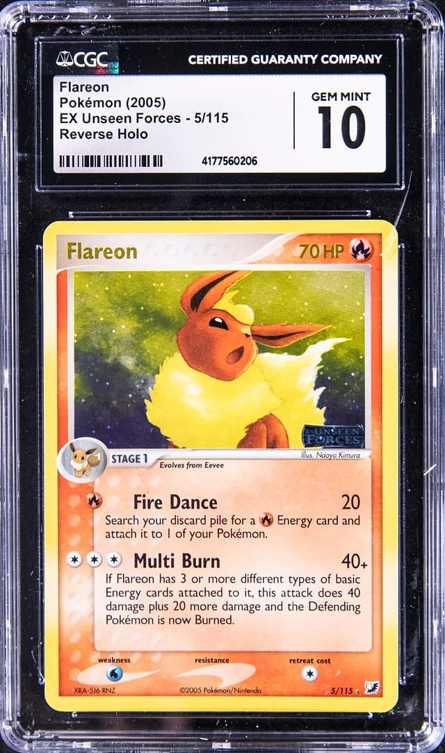2005 Pokemon EX Unseen Forces Rare Reverse Holofoil Flareon #5 card image