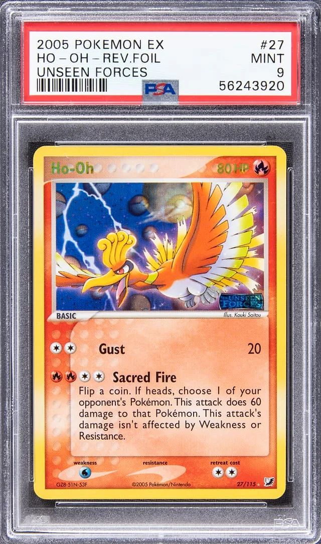 2005 Pokemon EX Unseen Forces Rare Reverse Holofoil Ho-Oh #27 card image