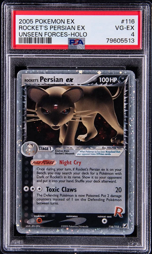 2005 Pokemon Ex Unseen Forces Rocket's Persian Ex-Holo #116 card image